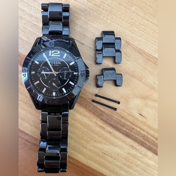 Black Ceramic Fossil Watch